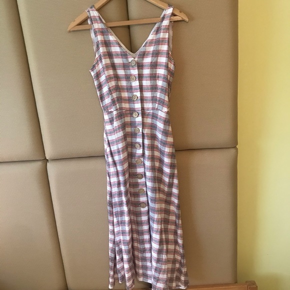 ASOS Mango Button Front Gingham Dress in Red - Picture 5 of 9